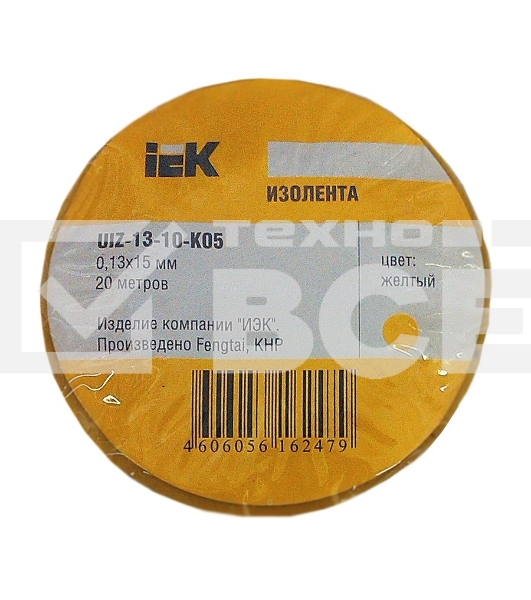 Изолента Iek UIZ-13-10-K05 0,13х15 мм желтая 20 метров ИЭК