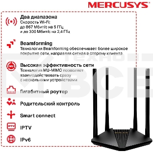 Двухдиапазонный гигабитный Wi-Fi роутер Mercusys MR30G AC1200