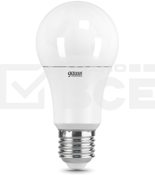 Лампа светодиодная Gauss Elementary 12Вт цок.: E27 груша 220B 6500K св. свеч. бел. хол. A60 (упак.: 10 шт) (23232)