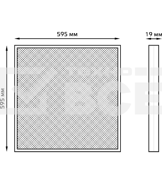 Светильник светодиодный Gauss IP20 595x595x19мм 48W 4200lm 4000K офисный призм. рассеиватель 1/4