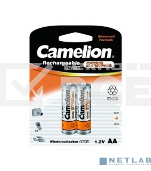 Аккумулятор Camelion AA-2700 mAh Ni-Mh BL-2 (NH-AA2700BP2, аккумулятор,1.2В)