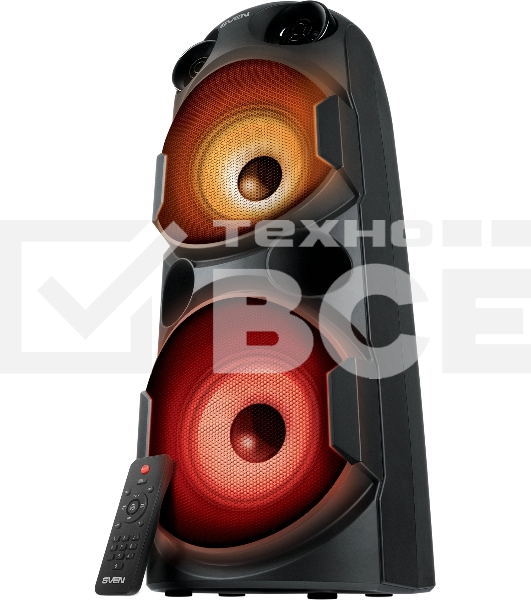 Колонка АС Sven PS-750, черный (80 Вт, TWS, Bluetooth, FM, USB, microSD, LED-дисплей, 2х4400мА*ч)