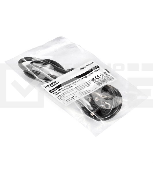 Кабель питания ExeGate Power PC-1P (Евровилка угловая Schuko->C13, VDE-250V-3*1.0mm2, медь, черный, 16A, 1м)