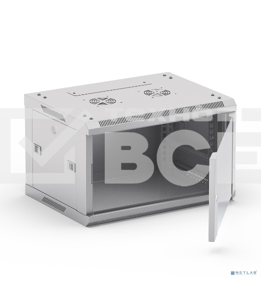 Шкаф телекоммуникационный настенный NEOMAX 6U (600х350), стеклянная дверь, замок (3шт) на ключе, разборный, цвет серый (1 коробка) NCB-WM6U-6035GK3-100-GY
