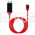 Кабель-переходник аудио-видео Premier L9G USB Type-C (m)/HDMI (m) 2м. красный (A2604RED), фото2