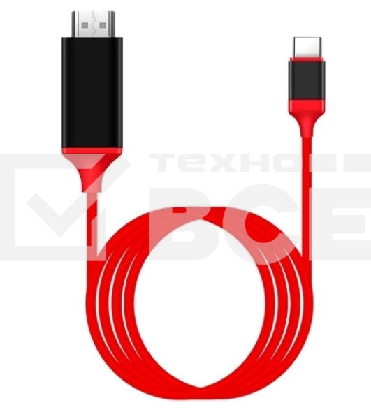 Кабель-переходник аудио-видео Premier L9G USB Type-C (m)/HDMI (m) 2м. красный (A2604RED)