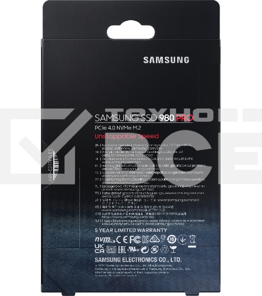 Накопитель SSD Samsung 980 PRO, 250GB, PCIe 4.0 x4, M.2 2280, NVMe, R/W 6400/2700