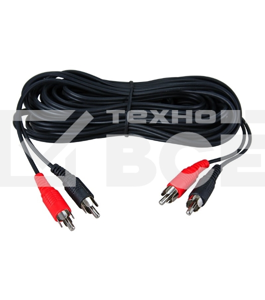 Шнур Rexant 2 RCA - 2 RCA, 1.5 м, черный (10 шт./уп.)