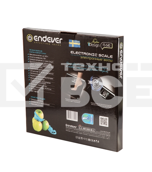 Электронные напольные весы Endever Skyline FS-540, вес до 150 кг., стекло повышенной прочности, LCD-дисплей,  авто откл.