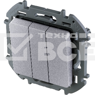 Выключатель 3-клавишный 10AX 250В алюминий