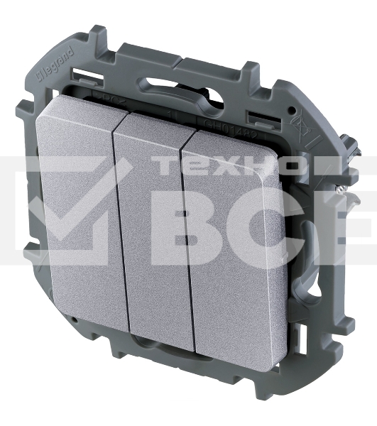 Выключатель 3-клавишный 10AX 250В алюминий