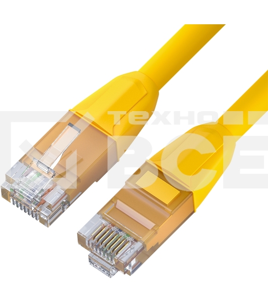 Патч-корд GCR прямой 1.5m LSZH UTP кат.6, желтый, 24 AWG, литой без фиксатора, ethernet high speed, RJ45, T568B, GCR-52788