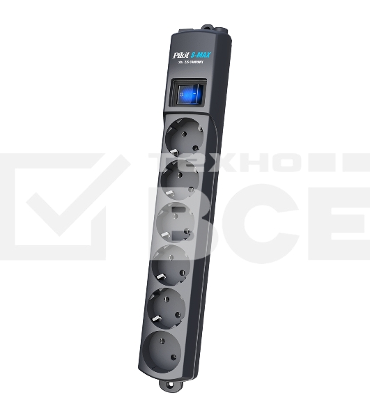 Сетевой фильтр Surge protector Pilot S Max (5 euros + 1GP), 15A/3.5kVA, automatic, 1.8 m, graphite
