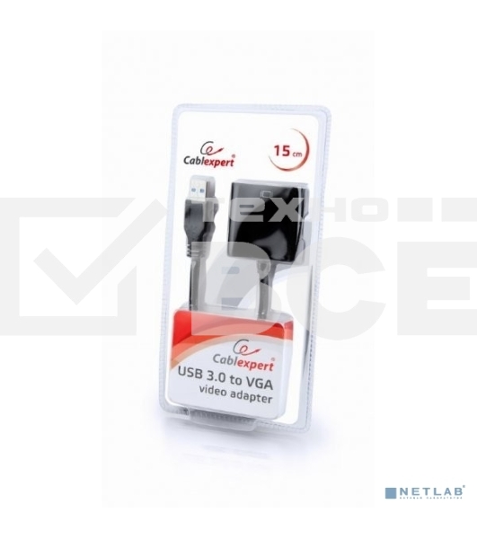 Видеоадаптер (конвертер) USB 3.0 --> VGA Cablexpert AB-U3M-VGAF-01, черный