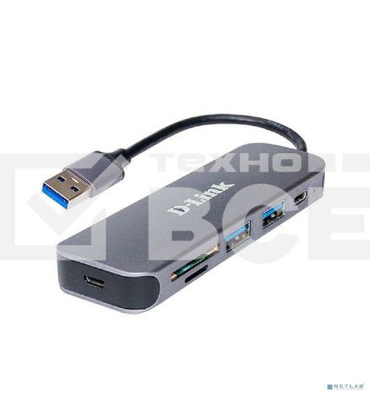 Концентратор D-Link DUB-1325/A2A с 2 портами USB 3.0, 1 портом USB Type-C, слотами для карт SD и microSD и разъемом USB 3.0