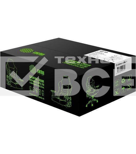 Кресло игровое Cactus CS-CHR-0112BL-M, массажное, с подголовником, черный