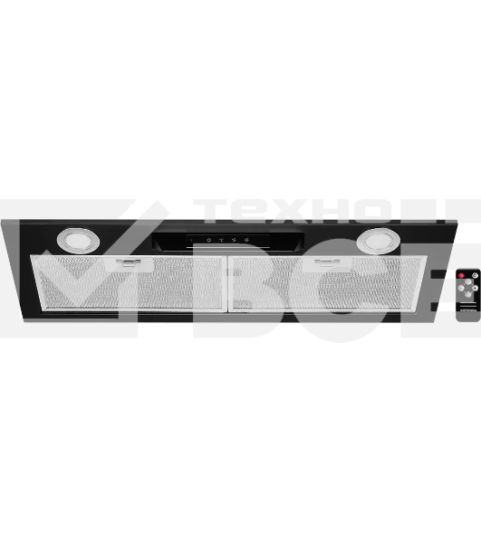 Вытяжка встраиваемая Kuppersberg INLINEA 72 Black, ширина 72 см, отвод/рециркуляция, 850 м3/час, электронное сенсорное управление, таймер, пульт ДУ, 3 скорости, светодиодное освещение 2х3,5 Вт, металлический жироулавливающий фильтр, угольный фильтр С6С (о