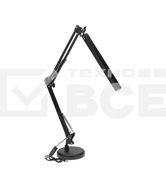 Светильник настольный Rexant с 2 креплениями (подставка и струбцина) LED, 10Вт, черный