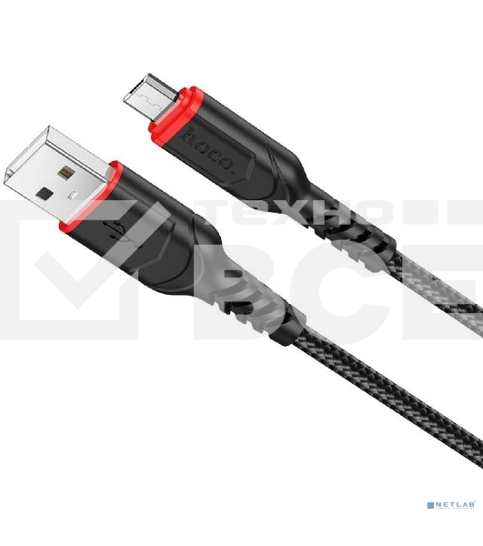 Кабель USB Micro/HOCO HC-44890 X59/1m/2.4A/Нейлон/черный