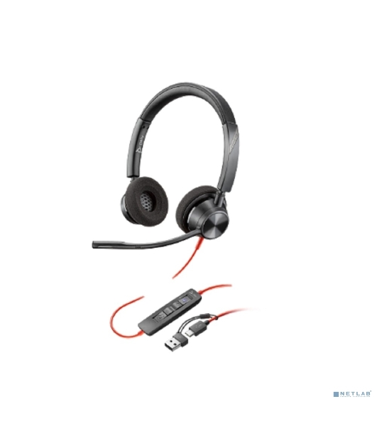 Гарнитура Plantronics Poly BlackWire 3320 чёрный, проводная, USB