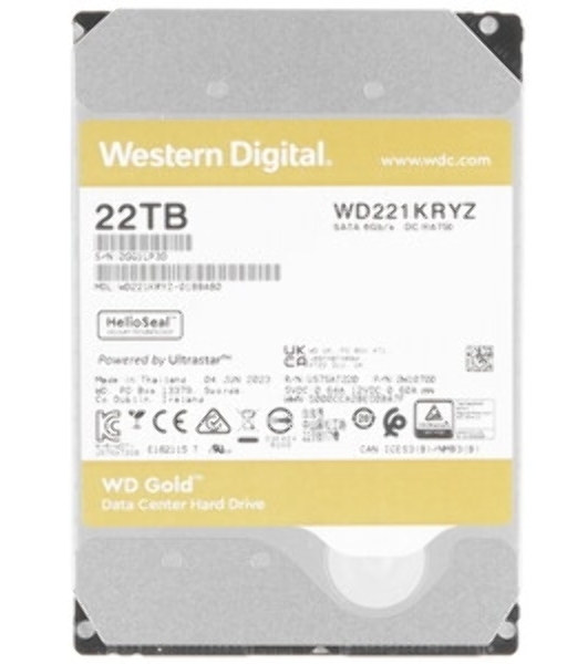 Жесткий диск Western Digital GOLD WD221KRYZ 22Tb 3.5' 7200 RPM 512MB 512e SATA-III