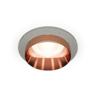 Комплект встраиваемого светильника Ambrella light XC6514025 SGR/PPG серый песок/золото розовое полированное MR16 GU5.3 (C6514, N6135)