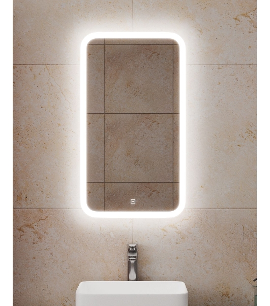 Зеркало Bau Stil 40х70, сенсорная LED подсветка, пластиковый защитный корпус