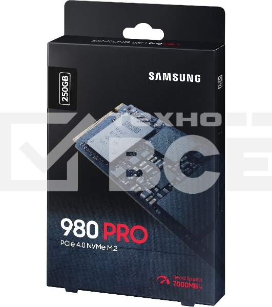 Накопитель SSD Samsung 980 PRO, 250GB, PCIe 4.0 x4, M.2 2280, NVMe, R/W 6400/2700