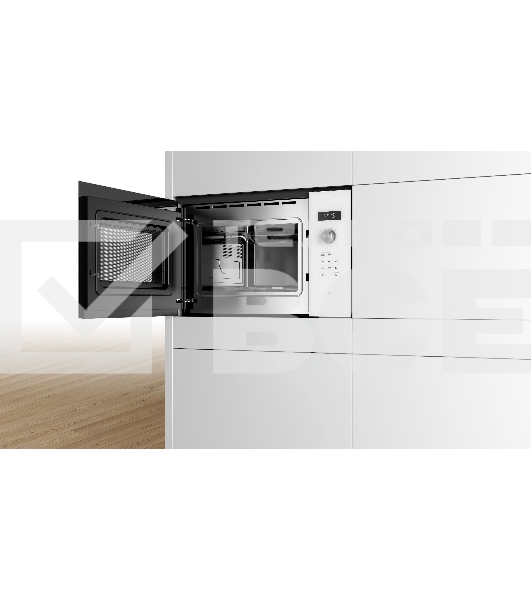 Микроволновая печь встраиваемая Bosch BFL554MW0 белый, 25 л, 900 Вт, переключатели - поворотный механизм/сенсор