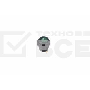 Выключатель клавишный круглый 250V 6А (3c) ON-OFF зеленый  с подсветкой  ВЛАГОЗАЩИТА  Rexant