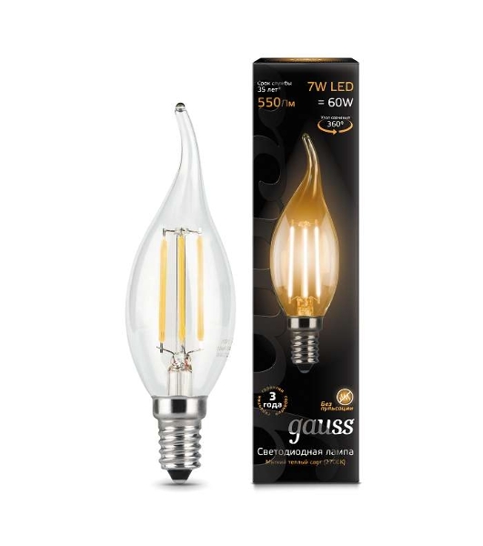 Лампа светодиодная Filament Свеча на ветру E14 7Вт 2700К Gauss 104801107