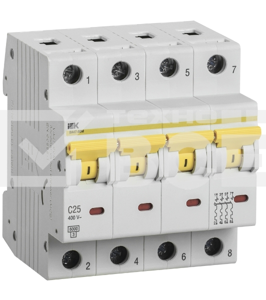 Выключатель автоматический IEK KARAT ВА47-60M 4Р 25А 6кА С