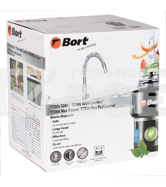 Измельчитель пищевых отходов Bort TITAN MAX Power {780 Вт; 1400 мл; 3800 об/мин; 6,3 кг; 220 В; 50 Гц; набор аксессуаров 4 шт} [91275790]