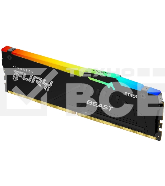 Оперативная память Kingston Fury Beast, DDR5, 8GB (1x8GB), 5600MHz, CL40, с радиатором, RGB, черный