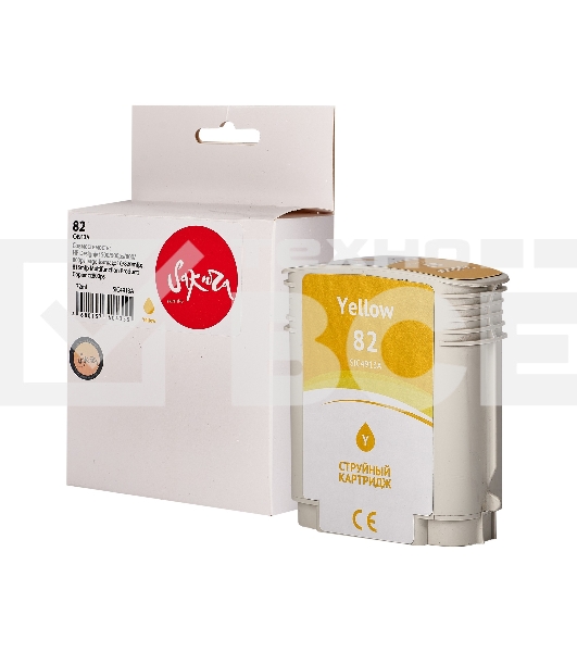 Струйный картридж Sakura C4913A (№82 Yellow) для HP, желтый, 72 мл.