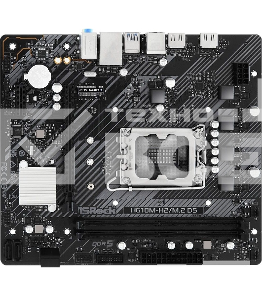 Материнская плата ASRock H610M-H2/M.2 D5, LGA 1700, Intel H610, 2xDDR5, 4xSATA, 1xM.2, 1xPCIe 4.0 x16, 1xPCIe x1, 2xHDMI, 1x 1Gb LAN, 4xUSB-A 2.0, 2xUSB-A 3.2 Gen 1, 3x3.5 мм, 7.1, mATX