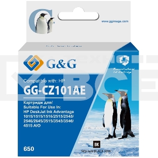 Картридж струйный G&G GG-CZ101AE 650 черный (18мл) для HP DeskJet 1010/10151515/1516