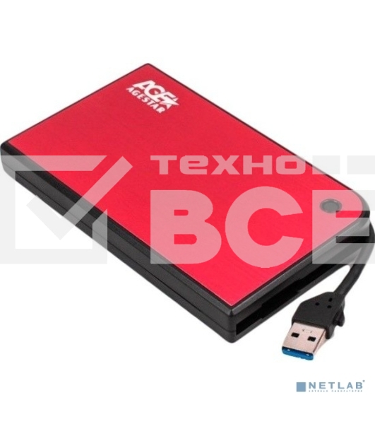 Внешний корпус для HDD AgeStar 3UB2A14 (красный) usb3.0 to 2,5' hdd SATA алюминий