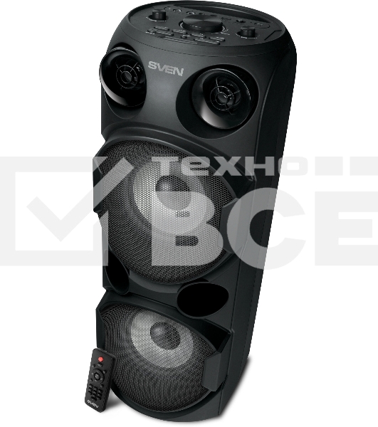 Колонка АС Sven PS-750, черный (80 Вт, TWS, Bluetooth, FM, USB, microSD, LED-дисплей, 2х4400мА*ч)