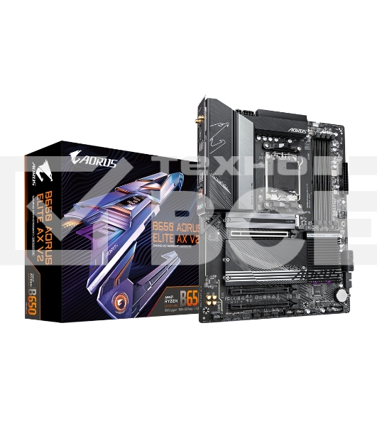 Материнская плата GIGABYTE B650 AORUS ELITE AX V2, AM5, AMD B650, 4xDDR5, 4xSATA, 3xM.2, 1xPCI-E 4.0 x16, 1xHDMI, 1xDP, 1xUSB-C 3.2 Gen 2, 5xUSB-A 3.2 Gen 1, 2xUSB-A 3.2 Gen 2, 4xUSB-A 2.0, 1x 2.5Gb LAN, 3x3.5 мм, 7.1, ATX