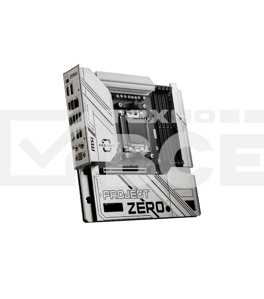 Материнская плата MSI B650M PROJECT ZERO, AM5, AMD B650, 4xDDR5, 4xSATA, 2xM.2, 1xPCIe 4.0 x16, 1xPCIe x1, 1xDP, 1xHDMI, 1x 2.5Gb LAN, 2xUSB-A 2.0, 2xUSB 3.2 Gen 1, 3xUSB 3.2 Gen 2, 3x3.5 мм, 7.1, mATX