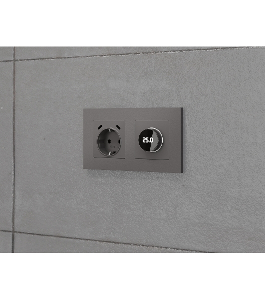 Комплект механизма электрической розетки 2USB С+C 20W с/з на винтовых зажимах 16A-250V ALFA Антрацит серый QUANT (AP6605, VM165) MA660510