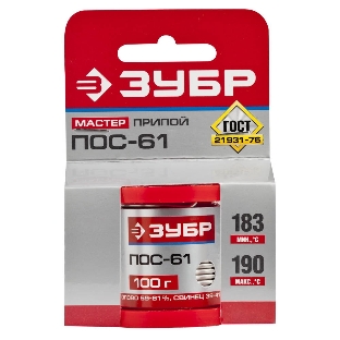 Припой Зубр 55450-100-20ПОС 61 проволока 100г 2мм