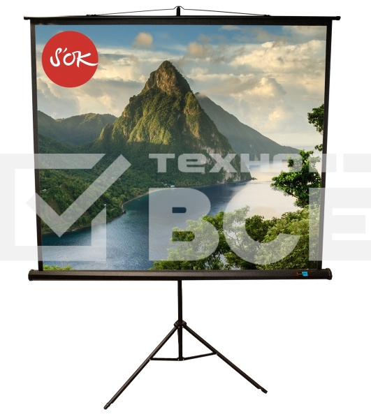Экран 180x180см TriScreen 1:1 напольный рулонный ЧЕРНЫЙ 100'