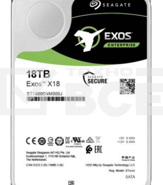 Жесткий диск Seagate Original SATA-III 18Tb ST18000NM000J Exos X18 512E (7200rpm) 256Mb 3.5