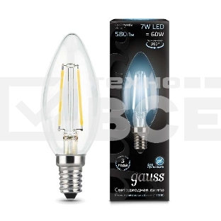 Светодиодная лампа GAUSS 103801207 LED Filament Свеча E14 7W 580lm 4100К 1/10/50