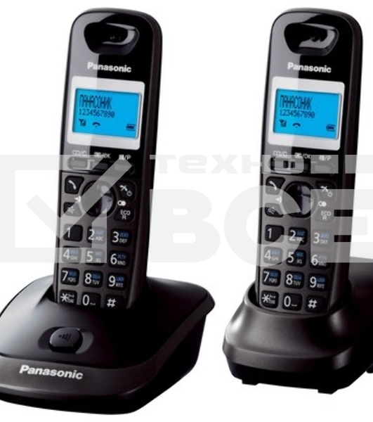 Телефон беспроводной (DECT) Panasonic KX-TG2512RU2 {Доп трубка в комплекте, АОН, Caller ID, спикерфон, полифония}