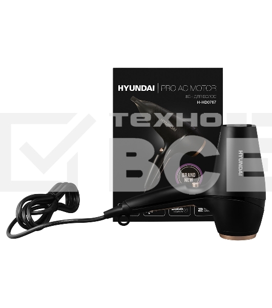 Фен Hyundai H-HD0767 2000Вт черный