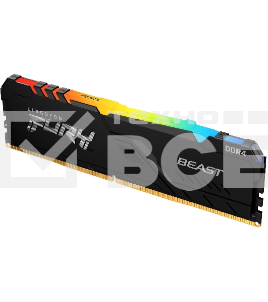 Оперативная память Kingston Fury Beast, DDR4, 16GB (1x16GB), 3200MHz, CL16, с радиатором, RGB, черный