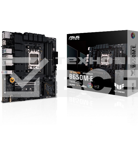 Материнская плата ASUS TUF GAMING B650M-E, AM5, AMD B650, 4xDDR5, 4xSATA, 2xM.2, 1xPCIe 4.0 x16, 2xPCIe x1, 2xDP, 1xHDMI, 1x 2.5Gb LAN, 1xUSB-A 3.2 Gen 2, 2xUSB-A 3.2 Gen 1, 4xUSB 2.0, 1xUSB-C 3.2 Gen 2, 3x3.5 мм, 7.1, mATX